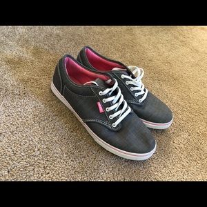 Gray Lo Pro Vans with Pink Accent